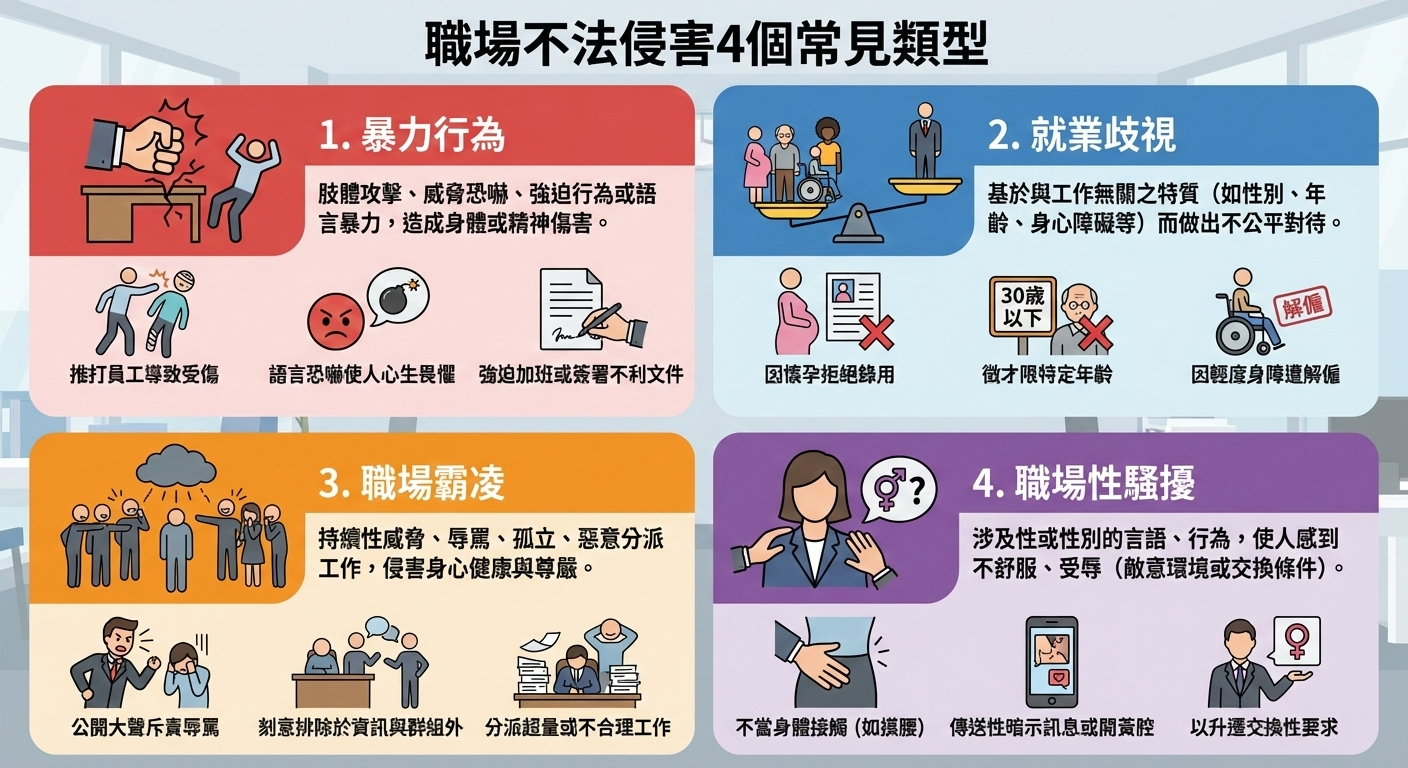 職場不法侵害4個常見類型