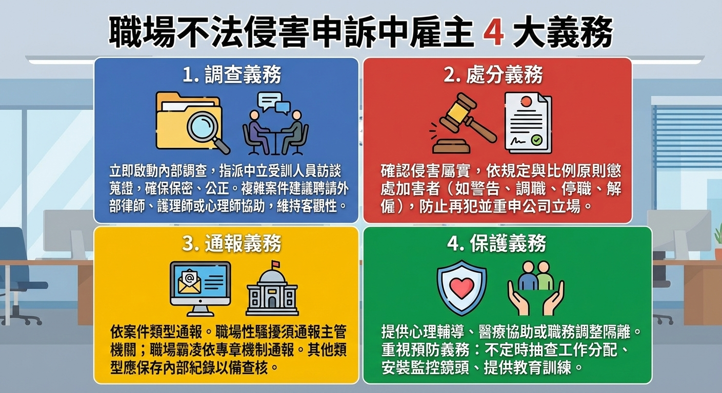 職場不法侵害申訴中雇主 4 大義務